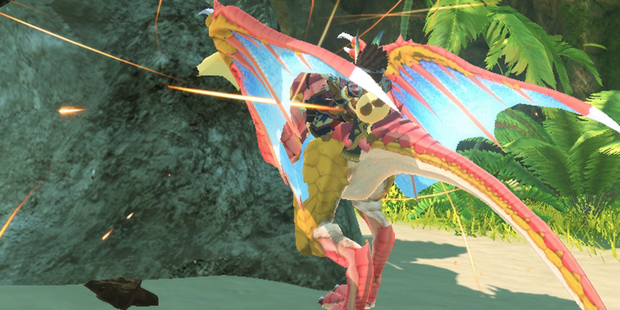 Character Performing The Rock Breaker Riding Action With Their Monstie Companion In Monster Hunter Stories 2 