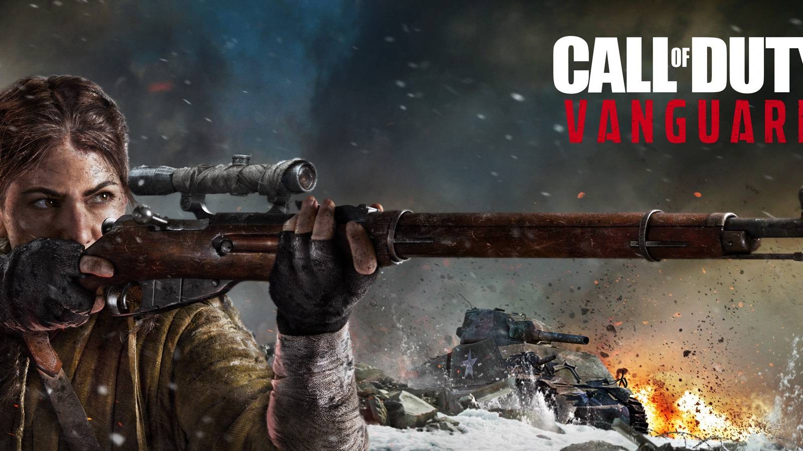 Call of Duty Vanguard female Sniper looking down the barrel