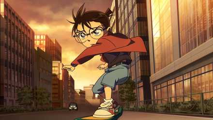 Case Closed Zero the Enforcer, Conan on a skateboard