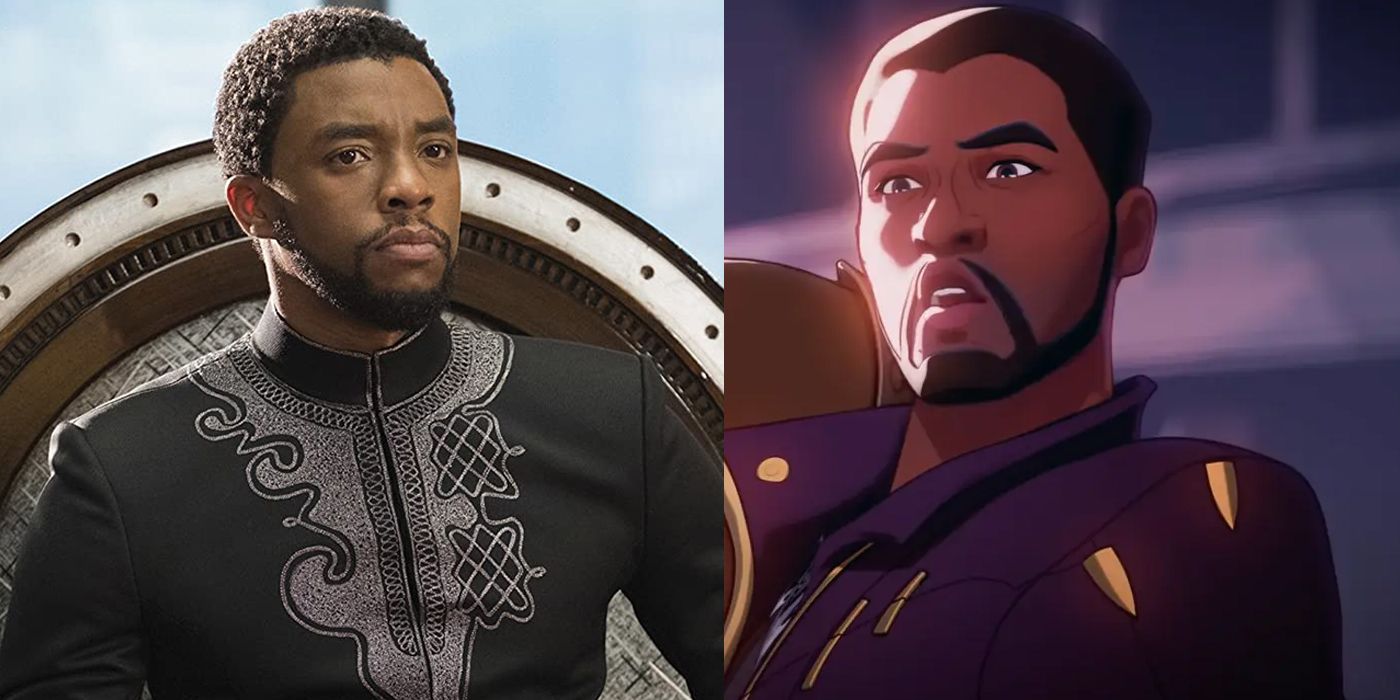 Chadwick Boseman as T'Challa in Black Panther and What If