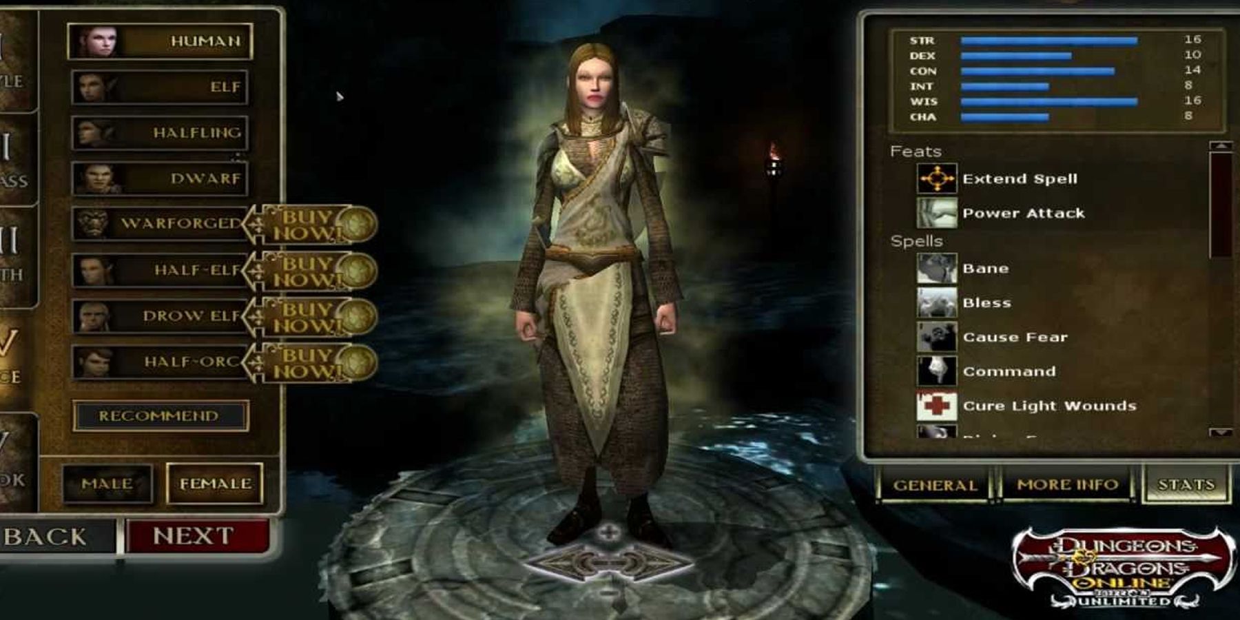Character Creation in Dungeons and Dragons Online