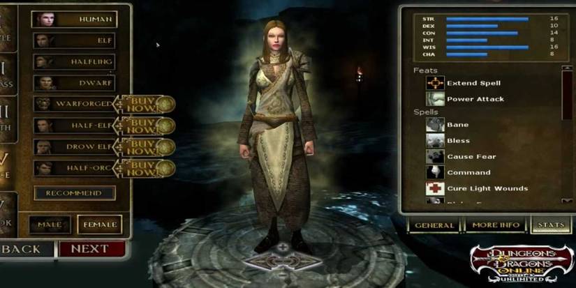 Character Creation in Dungeons and Dragons Online