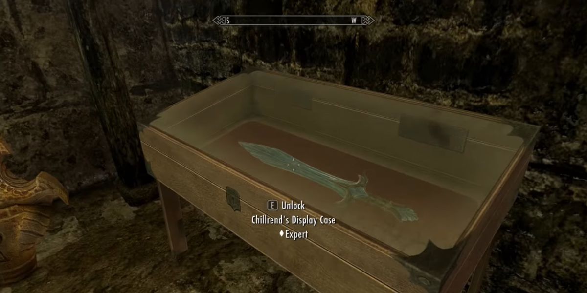 Chillrend in its display case in Skyrim