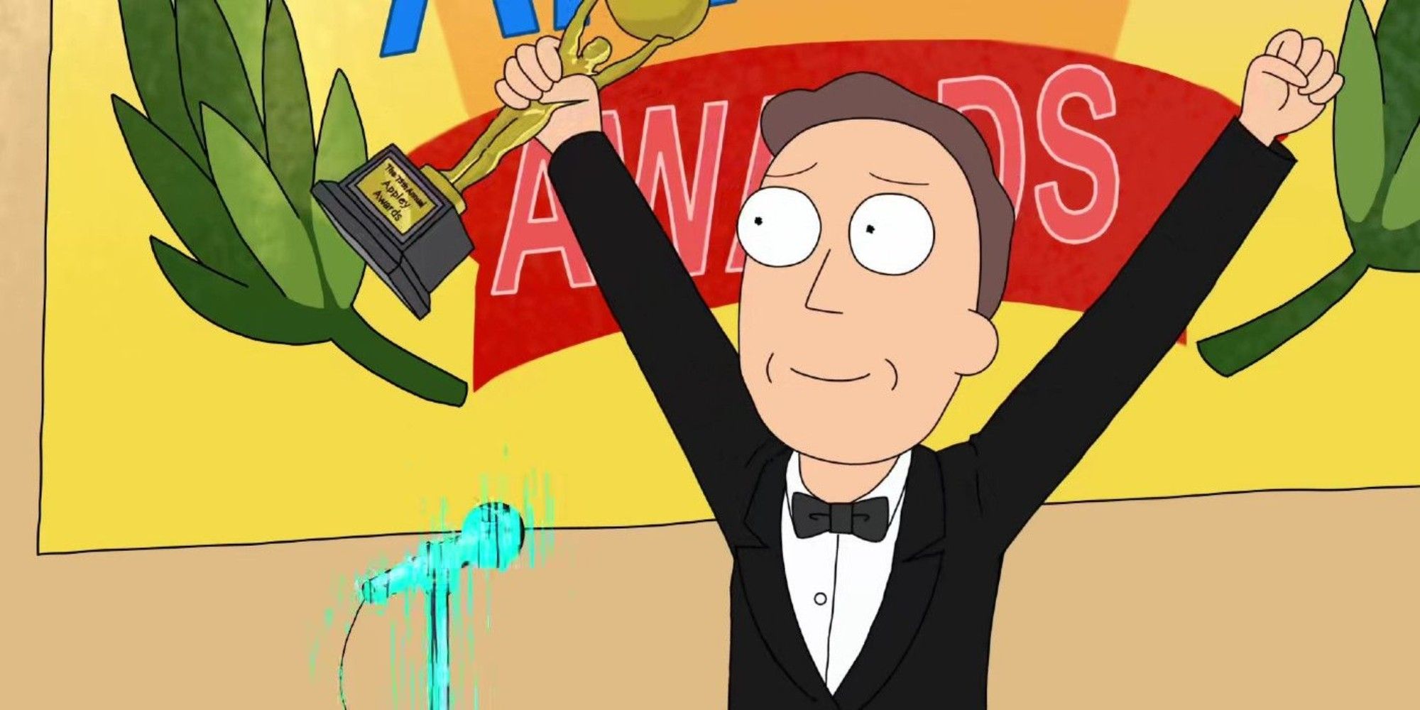 Chris-Parnell-as-Jerry-Smith-Celebrating-in-Rick-and-Morty