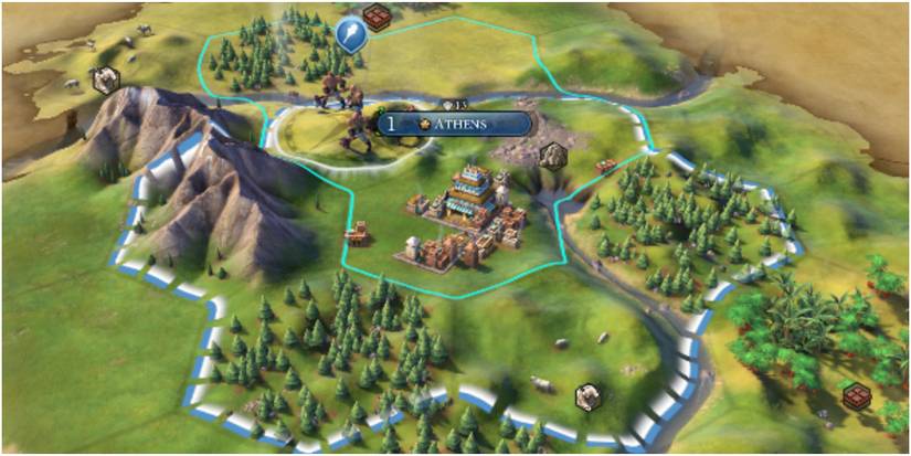Civilization 6 City Of Athens Being Built On Top Of A Hill
