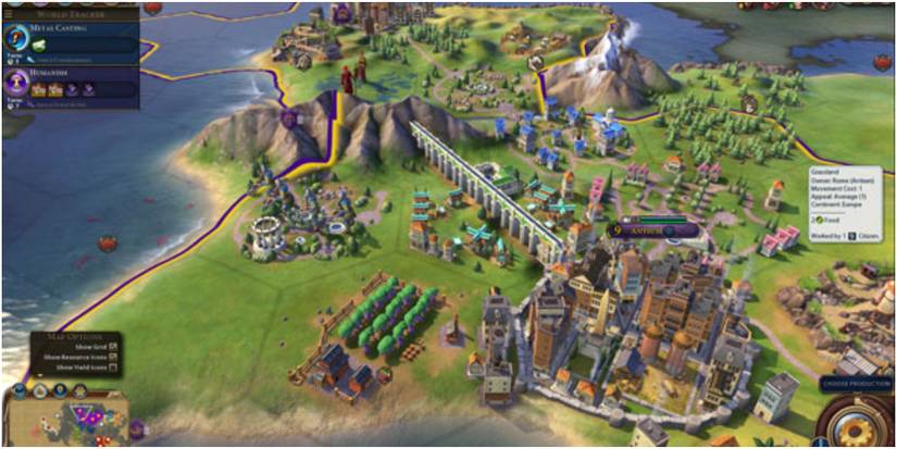 Civilization 6 Rome Getting Fresh Water From A Mountain