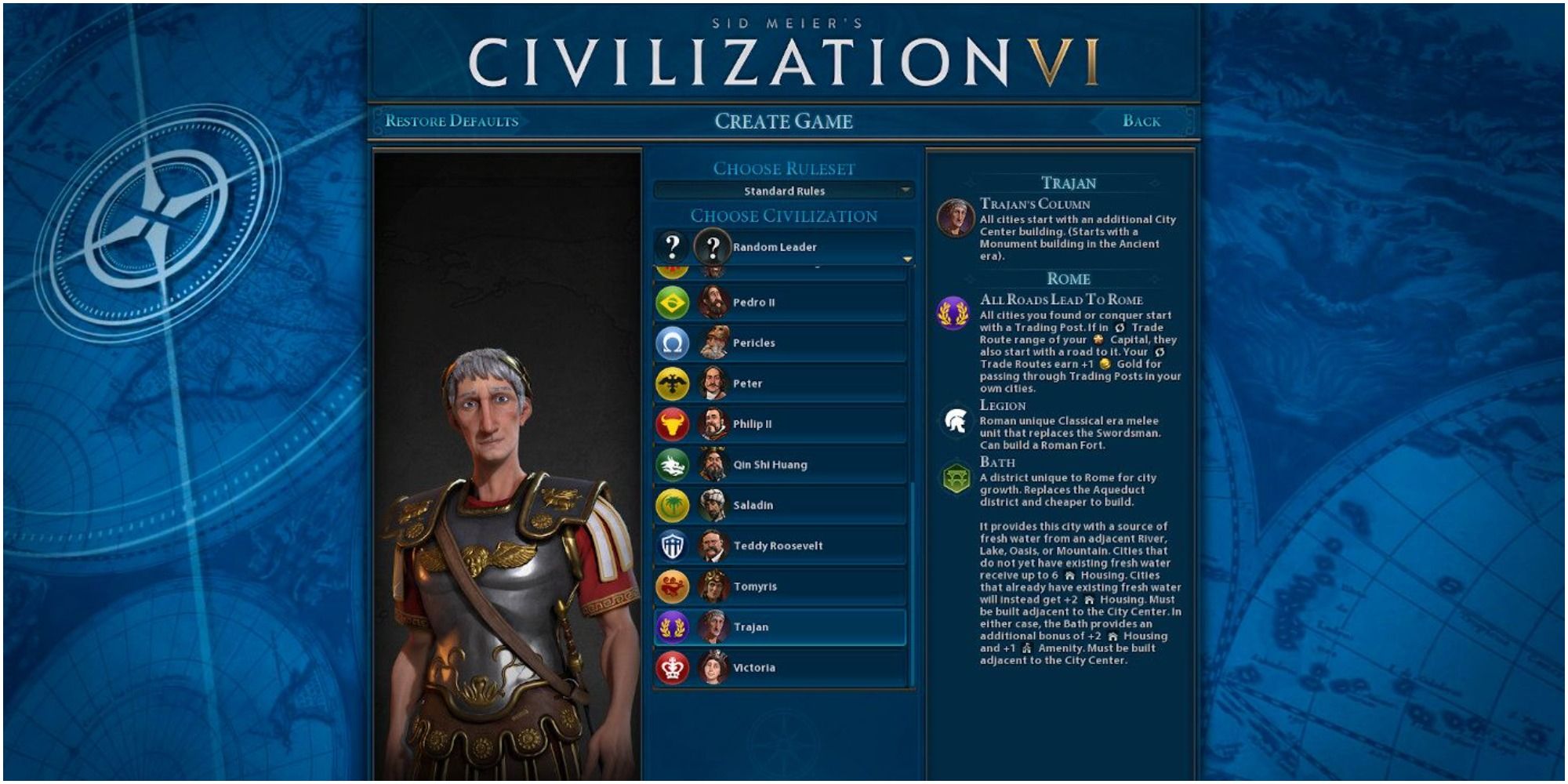 civilization 6 list of leaders