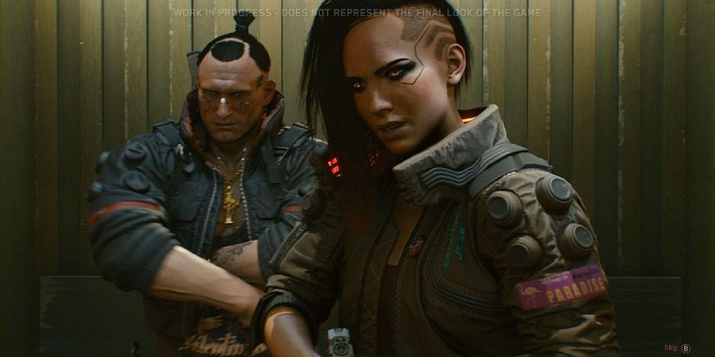V and Jackie in an elevator in Cyberpunk 2077