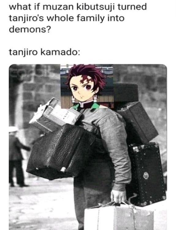 Demon Slayer - Tanjiro luggage meme