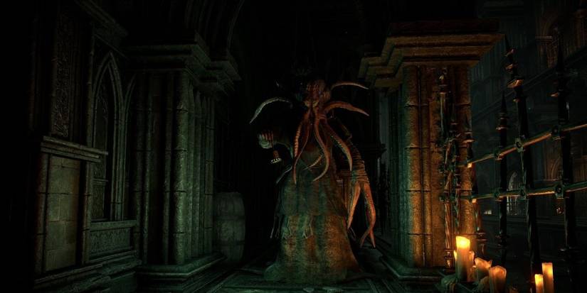 Demon's Souls Remake Mind Flayer standing in hallway