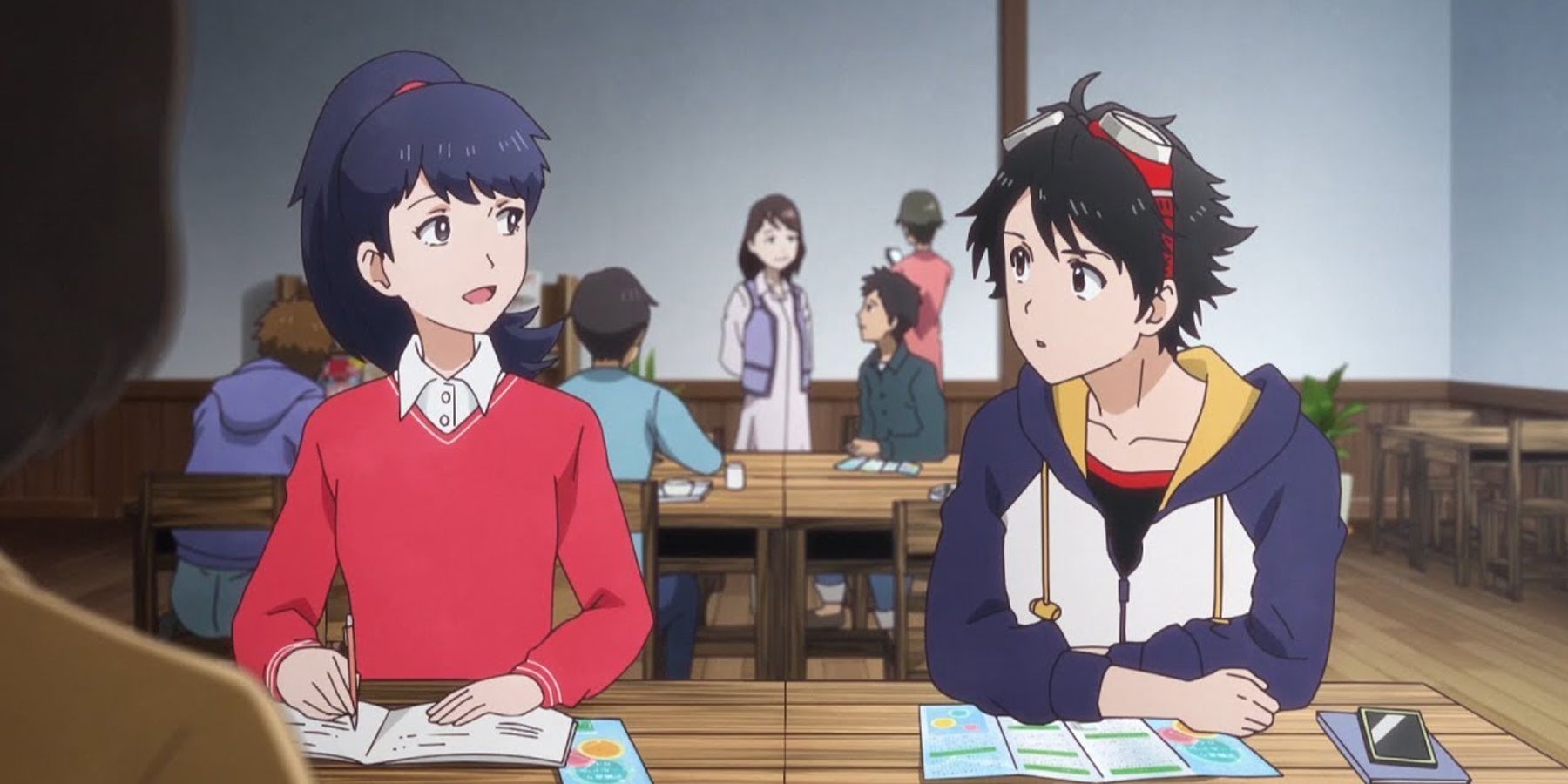 Digimon Survive characters in a classroom