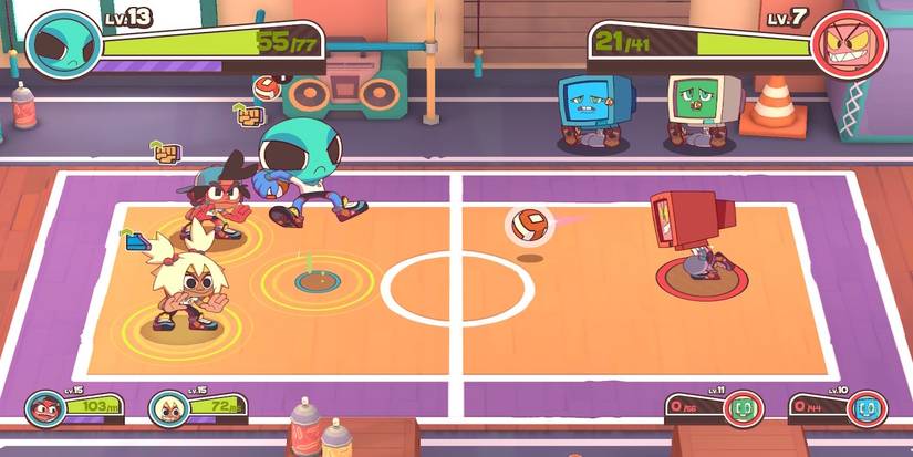 A dodgeball match in Dodgeball Academia