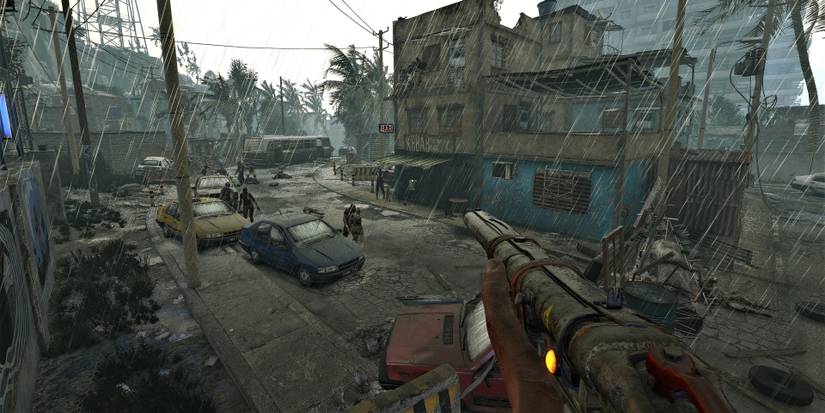 Aiming a gun in Dying Light