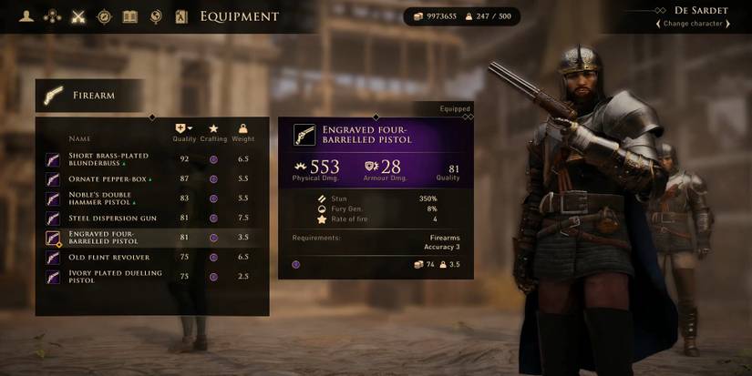 Engraved Four-Barrelled Pistol in Greedfall