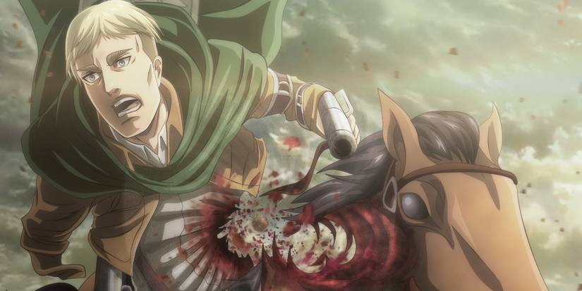 Erwin being hit by the Beast Titan in Attack on Titan