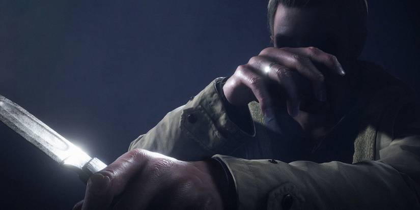 Ethan Winters Holding A Knife From Resident Evil