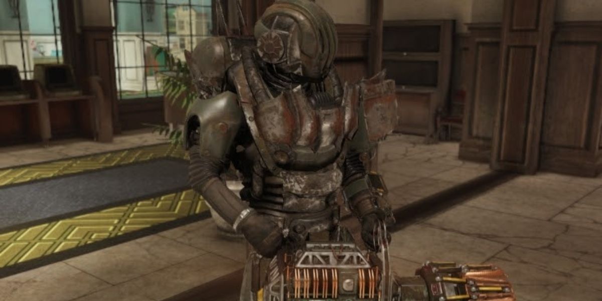 Fallout 76 player in robot armor