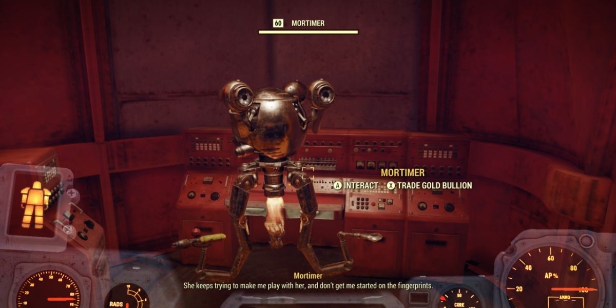 Fallout 76 Mortimer the Mister Handy Robot Gold bullion vendor