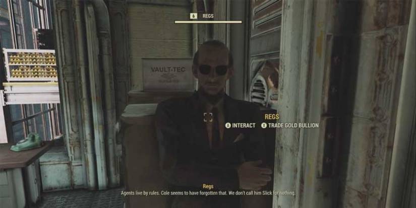 Fallout 76 Regs gold bullion vendor inside gold reserves vault