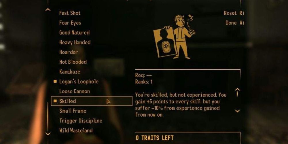 Fallout New Vegas Trait Screen