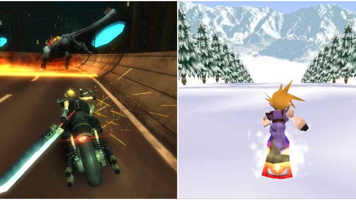 Final Fantasy games biking, snowboarding