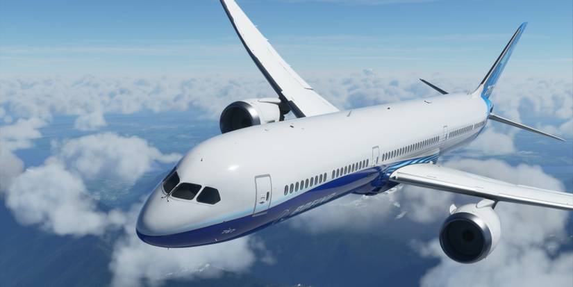 Flight Sim Boeing 787 Soaring Through Clouds