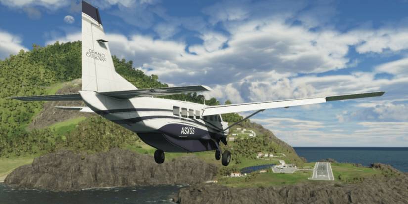 Flight Sim Cessna Grand Caravan Approaching Landing Strip 
