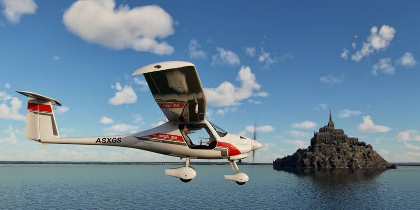 Flight Sim Pipstrel Virus Flying Low Past Coastal Castle