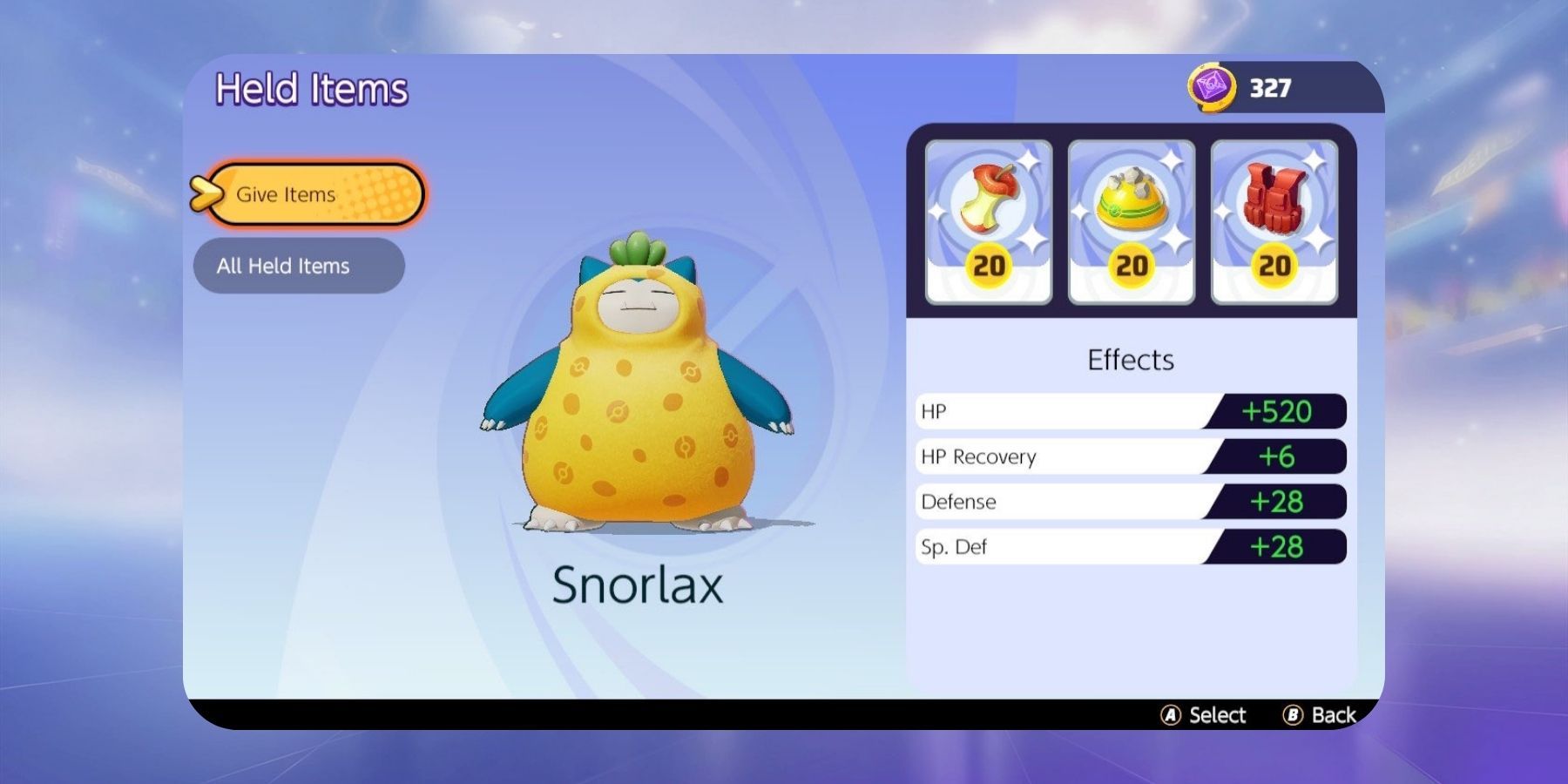 master player snorlax held items