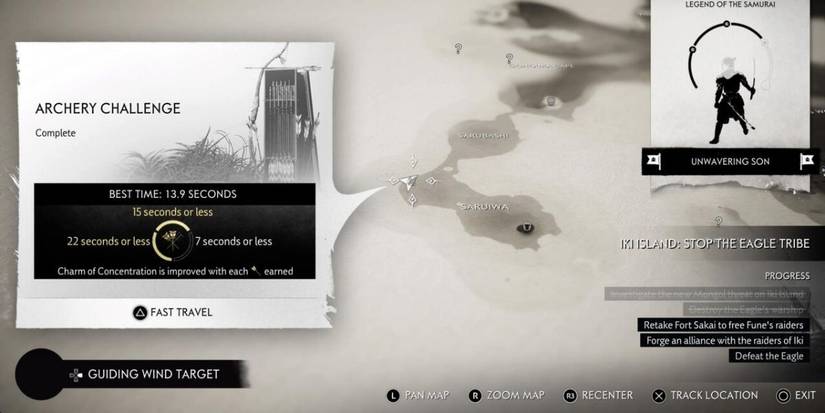 Ghost of Tsushima Sarubashi archery challenge map location