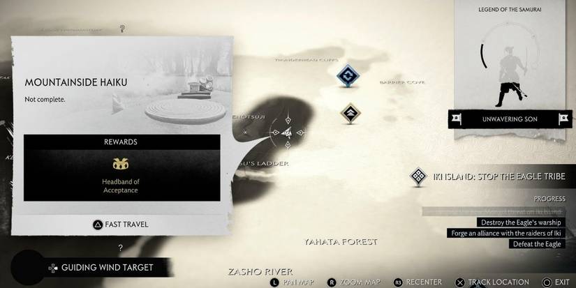 Ghost of Tsushima Mountainside Haiku map location