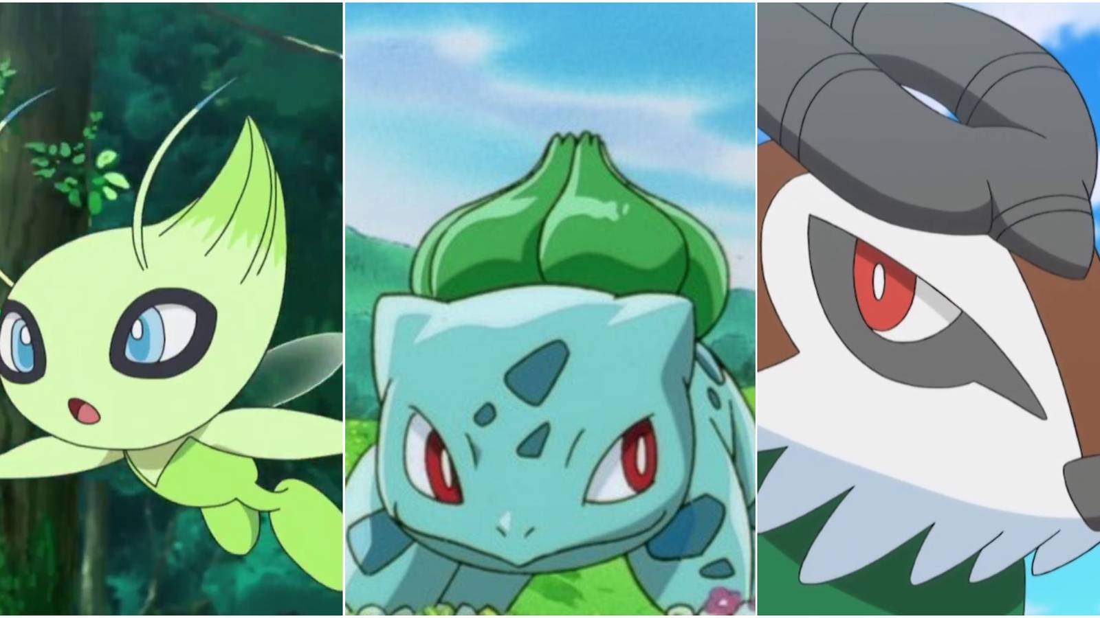 Grass pokemon celebi bulbasaur gogoat