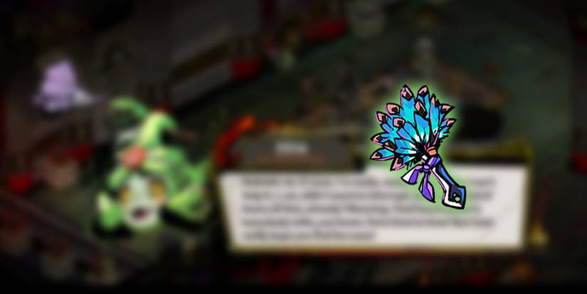 Hades - PNG Of The Harpy Feather Duster Overlaid On Image Of Dusa Talking To Zagreus