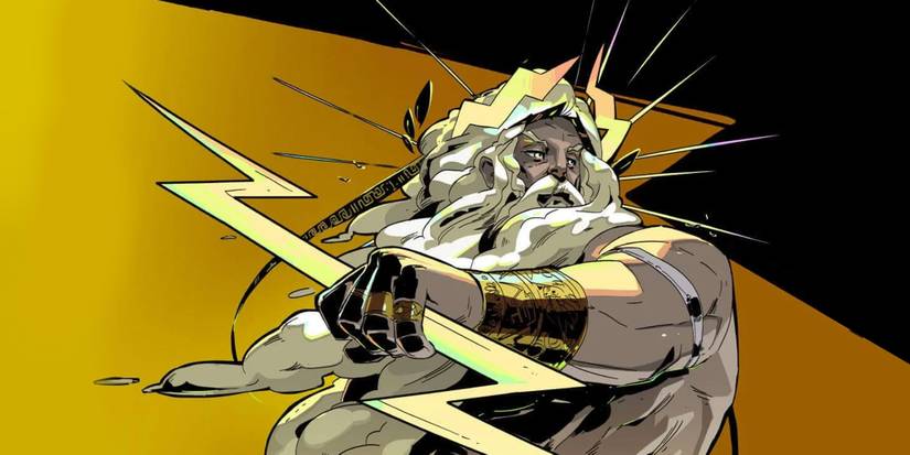 Hades - Splash Art Of Zeus, God Of The Skies, Against A Yellow Background