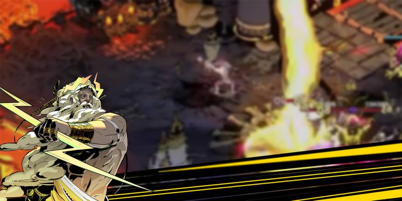 Hades - Zagreus Using The Standard Zeus' Aid Call Against A Mob Of Enemies In Asphodel