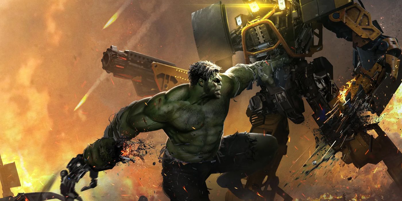 Hulk taking down a robot