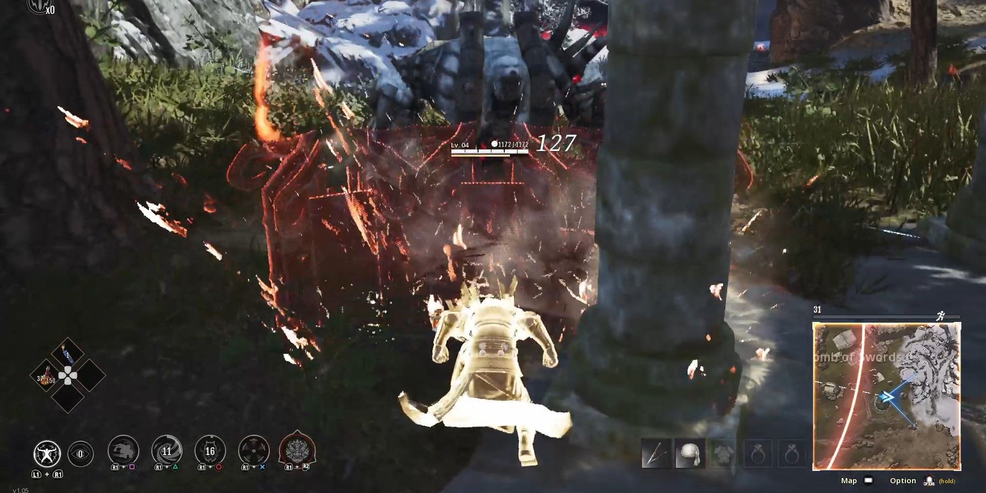 Aiden versus a barbarian in Hunter's Arena Legends