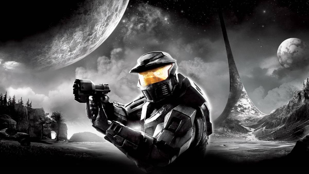 Master Chief with Halo behind him