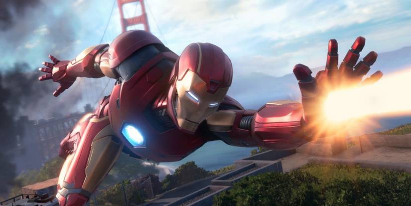 Iron Man using his launchers