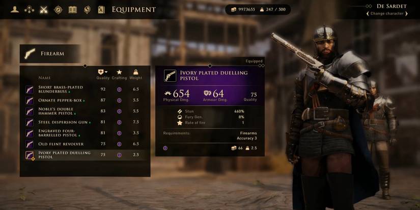 Ivory Plated Duelling Pistol in Greedfall