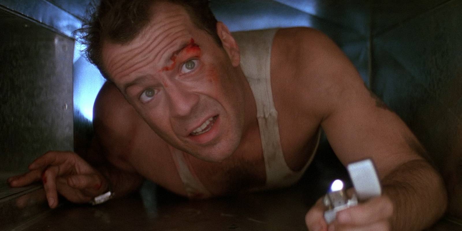 John McClane in the vents in Die Hard