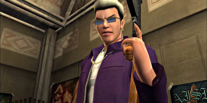 Johnny Gat holding an assault rifle in Saints Row 2