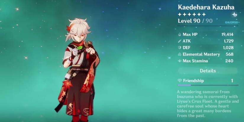 Kazuha's Elemental Mastery Stats