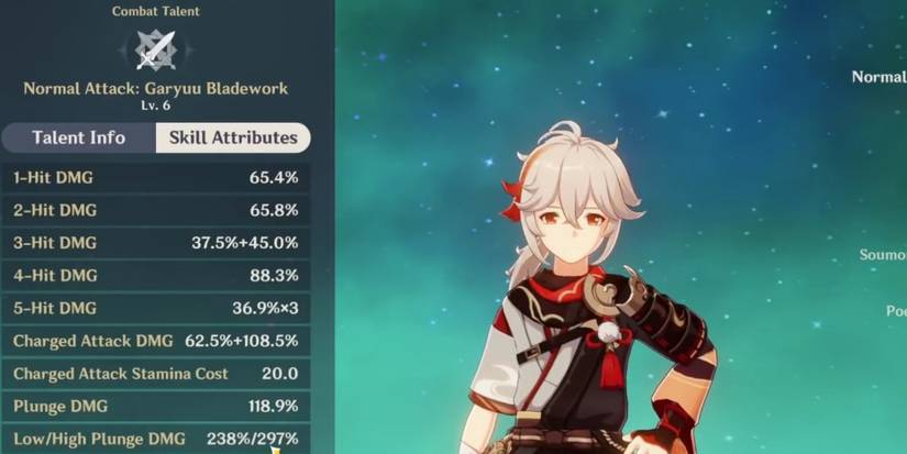 Kazuha's Normal Attack: Gayruu Boladework stats