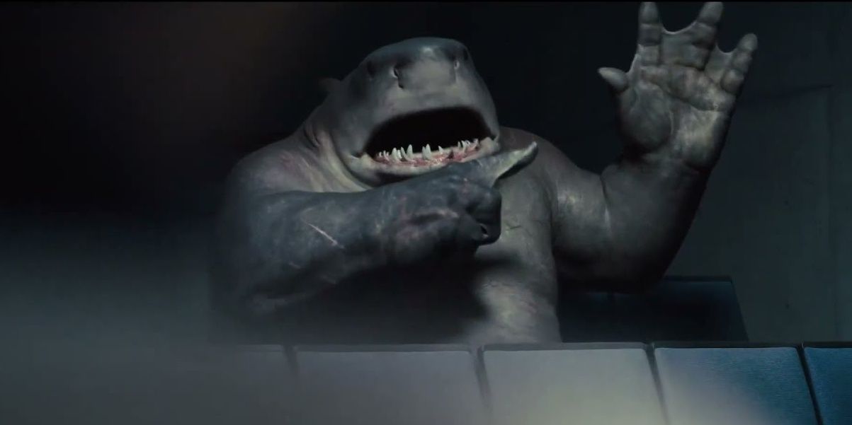 King Shark points at his hand in Suicide Squad