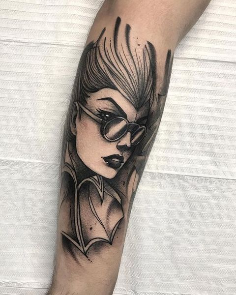 arm tattoo of Vayne League of Legends Aristocrat skin