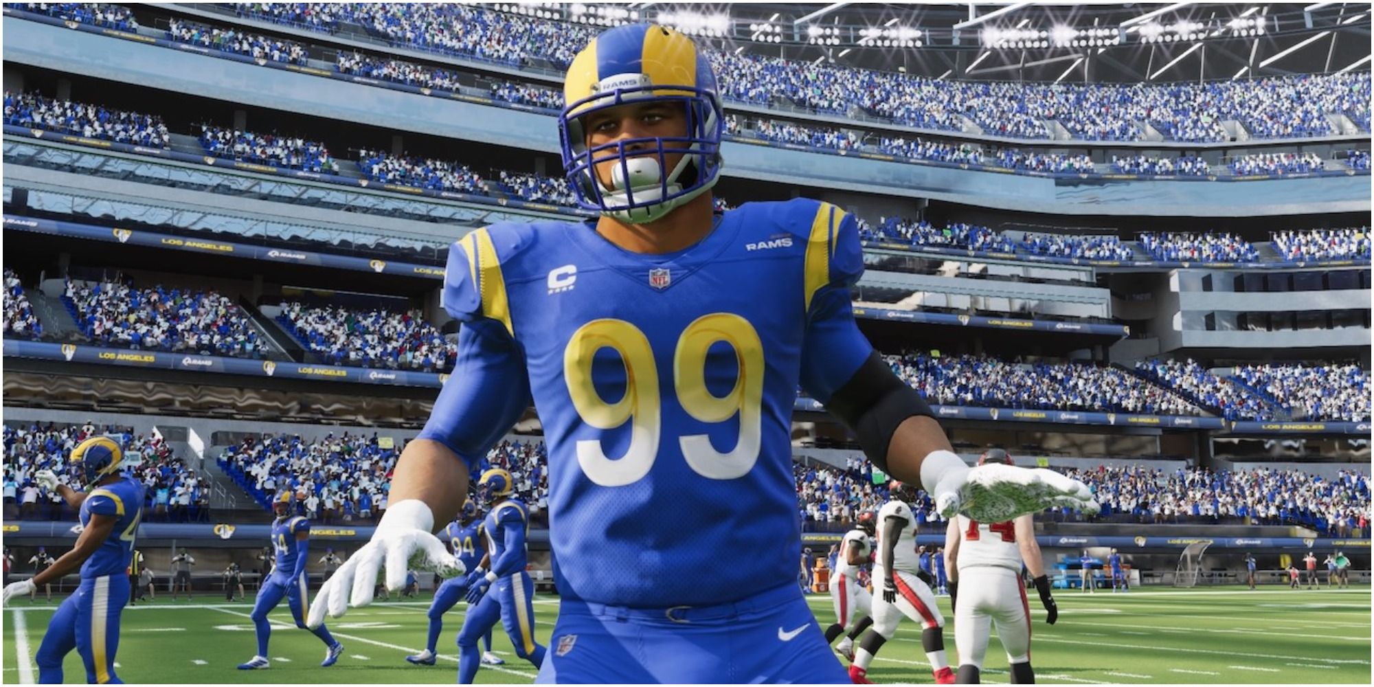 Madden NFL 22 Aaron Donald Celebrates An Incomplete Pass