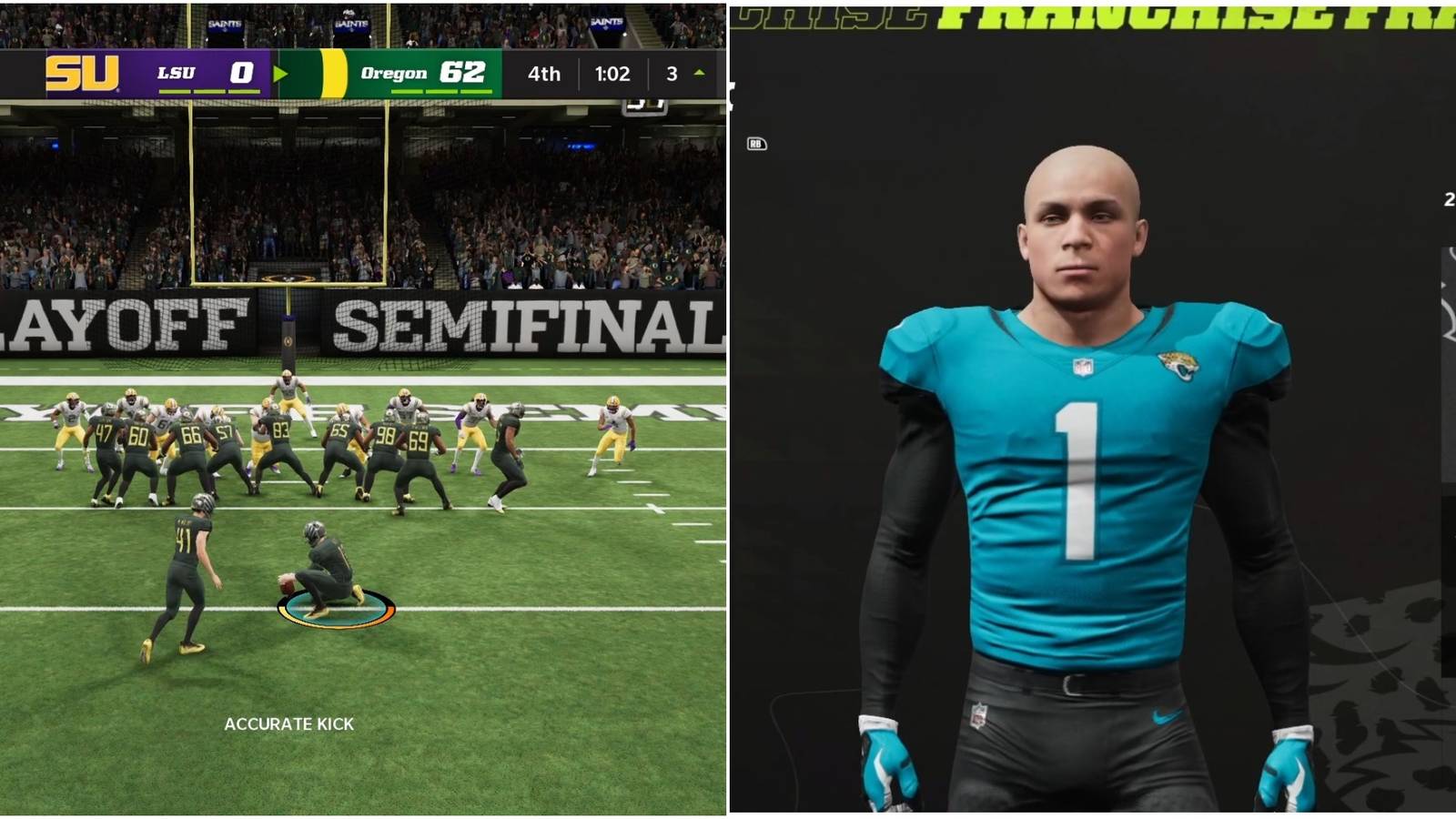 Madden NFL 22 Beginner Tips Collage Kicking Field Goal And Playing For Jaguars