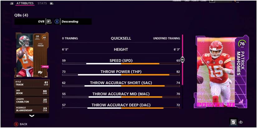 Madden NFL 22 Comparing Two QB Cards In MUT