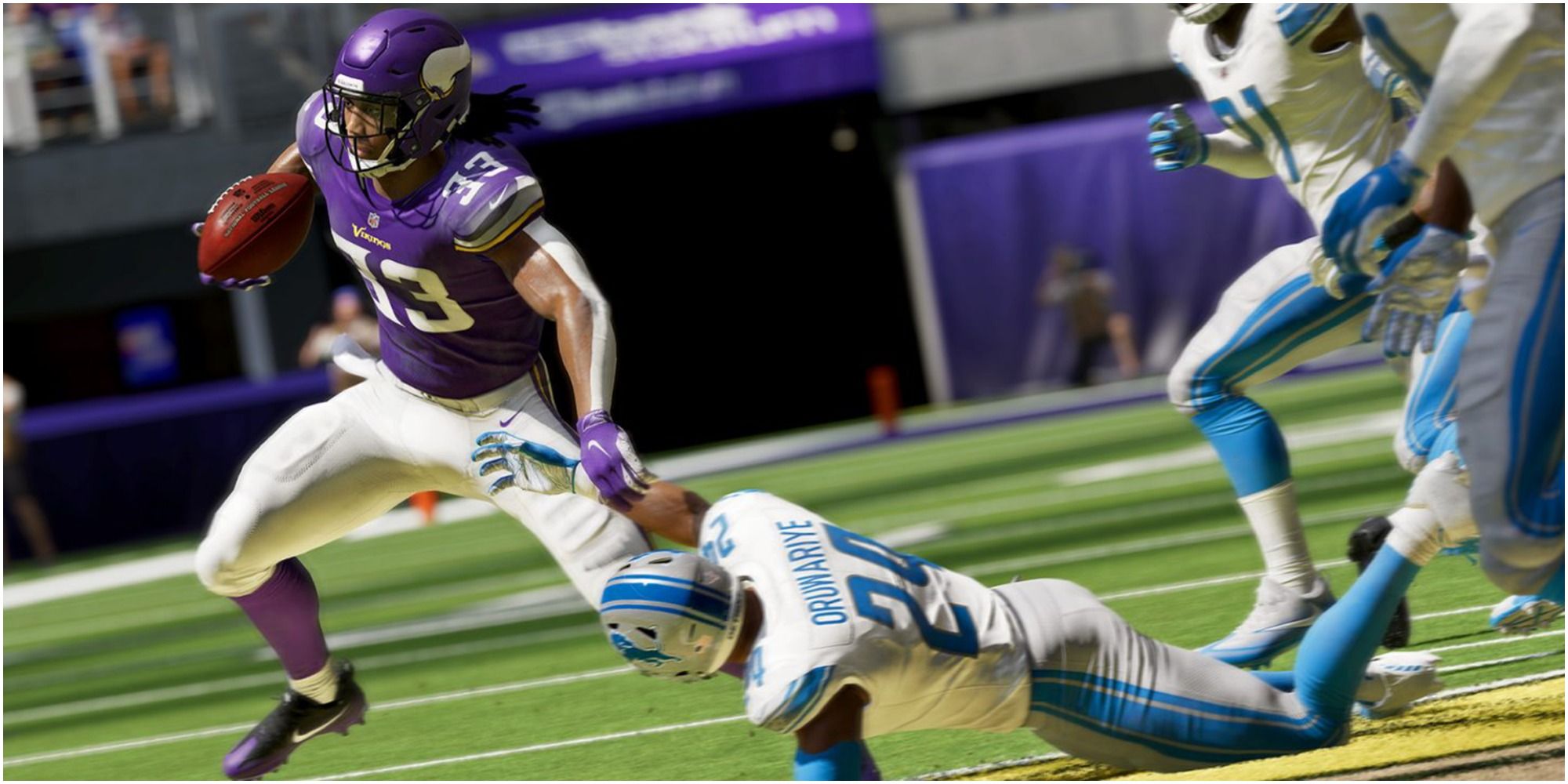 Madden NFL 22 Dalvin Cook Breaking To The Outside Against The Lions